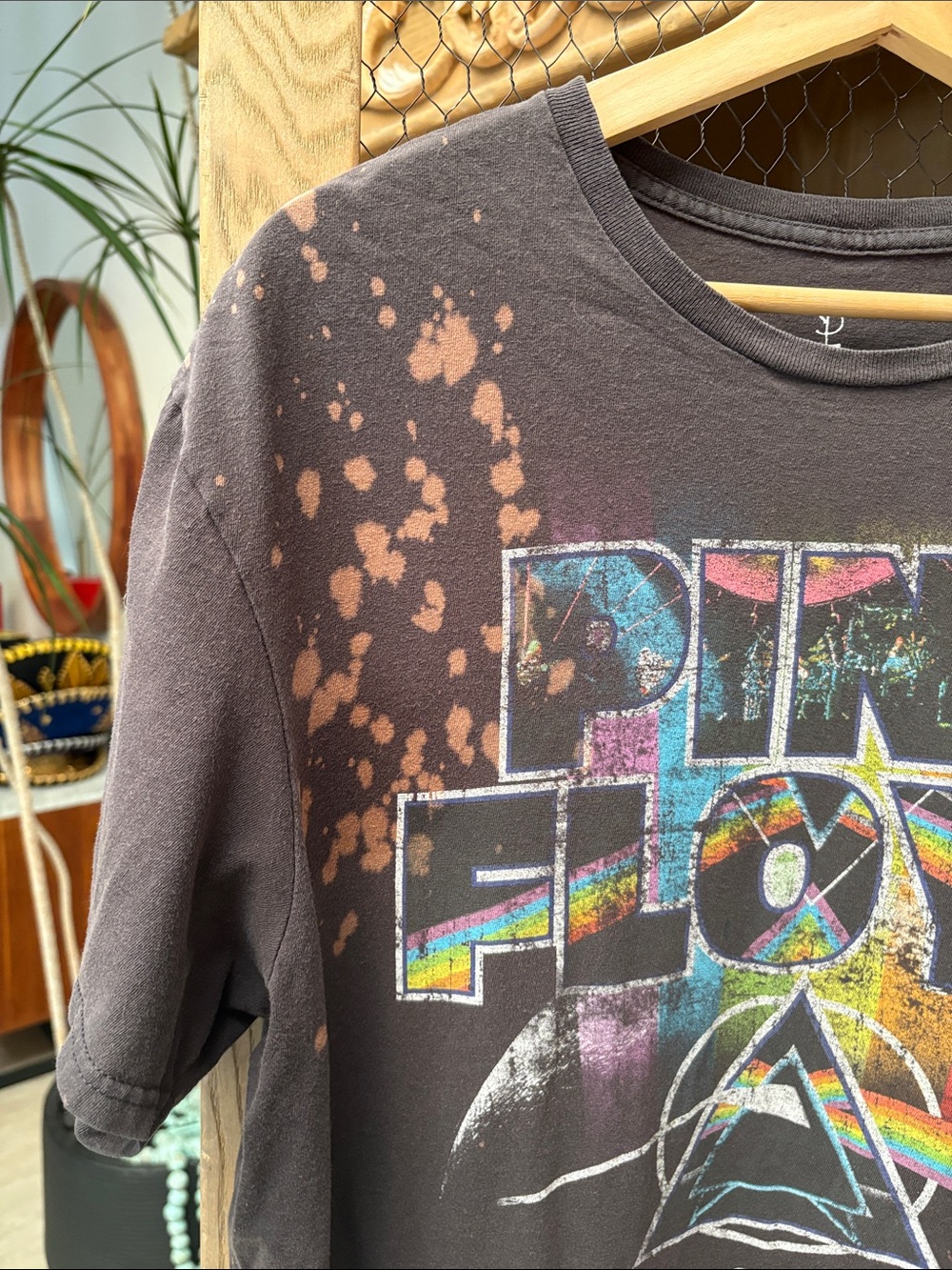 Pink Floyd Dark Side of the Moon Bleached Dyed T-Shirt - Picture 3 of 7